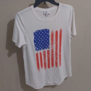 White T-Shirt with American Flag Design